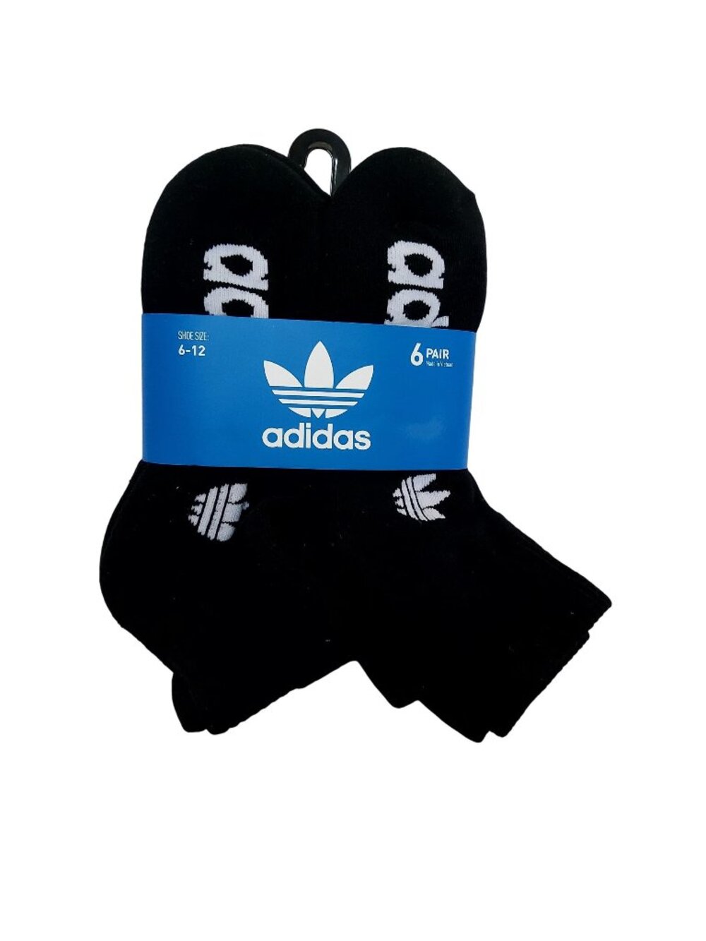 Adidas Mens Black  logo detailing Ribbed cuffs   Crew Socks Size 6-12 6-Pack